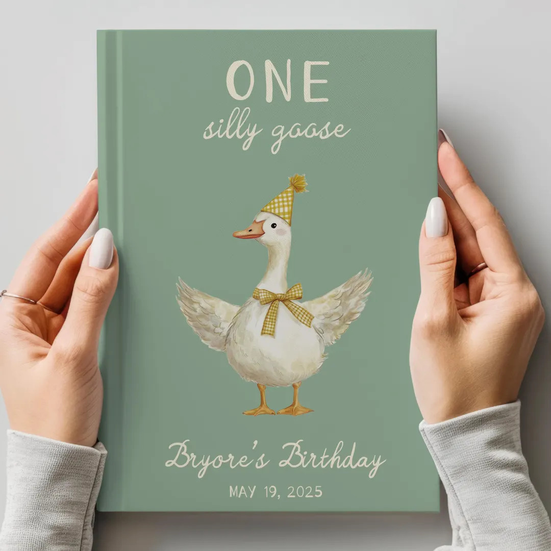 ONE SILLY GOOSE Birthday Guest Book Personalized Book 1st Birthday Silly Goose Baby Memory Book P... | Etsy (US)