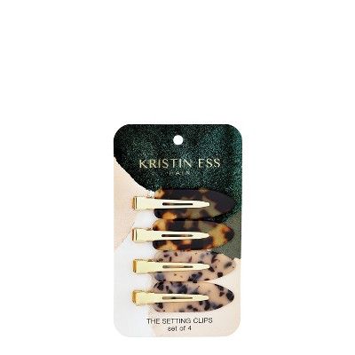 Kristin Ess Setting Clips for Hair Styling + Curl Setting - Non Slip, No Crease - Tortoise - 4ct | Target