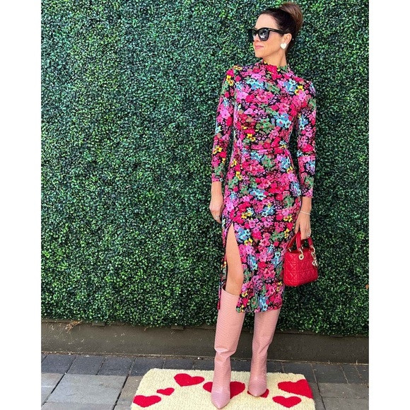 4X 🔖 FUTURE COLLECTIVE Floral Long Sleeve Mock Neck Ruched Dress Kahlana… | Poshmark