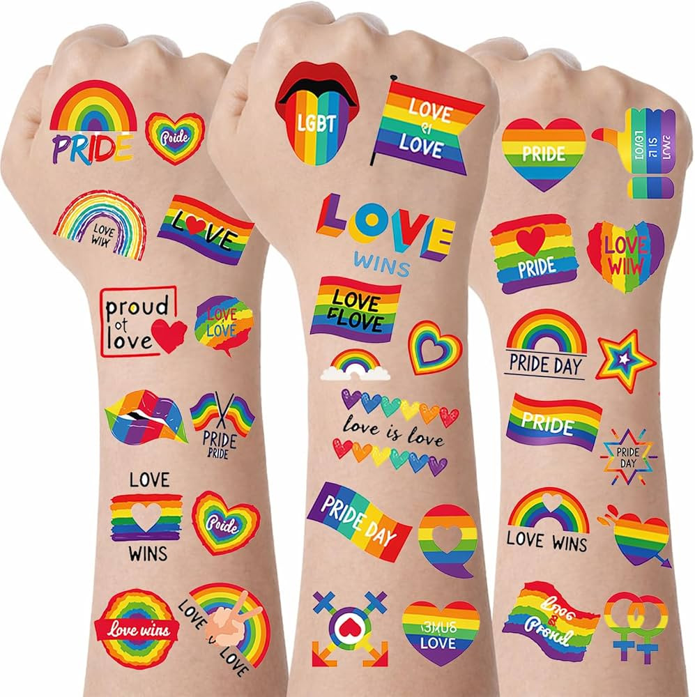 Oiomniv Pride Temporary Tattoos, Waterproof Rainbow Face Tattoos & Body Tattoos, Easy to Apply & ... | Amazon (US)