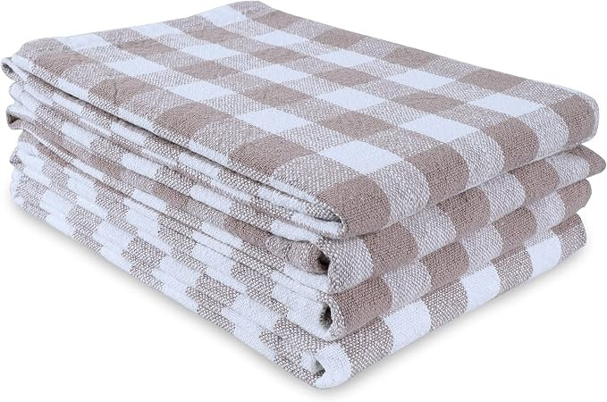 AMOUR INFINI Kitchen Towels Set of 4 Buffalo Checks Beige/White Kitchen Towels 28x20 Inches 100% ... | Amazon (US)