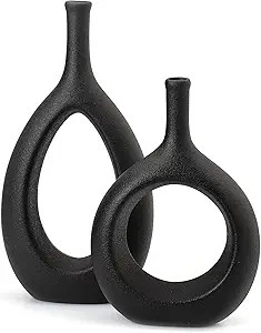 GALOURO Black Décor-Black Vases Home Décor, Table Decorations for Dining Room, Modern Black Hom... | Amazon (US)