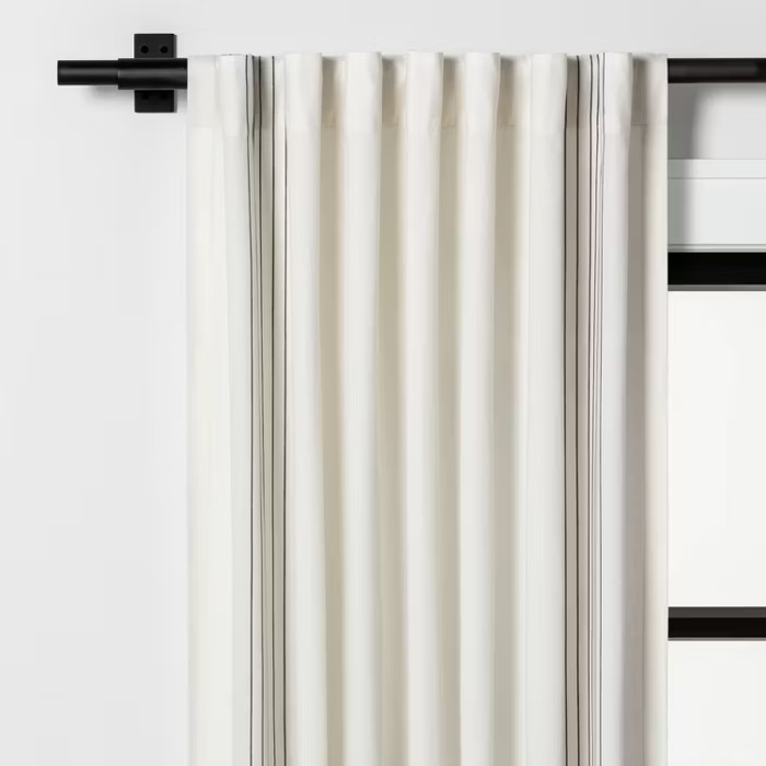 84" Hem Stripe Curtain Panel Sour Cream / Gray - Hearth & Hand™ with Magnolia | Target