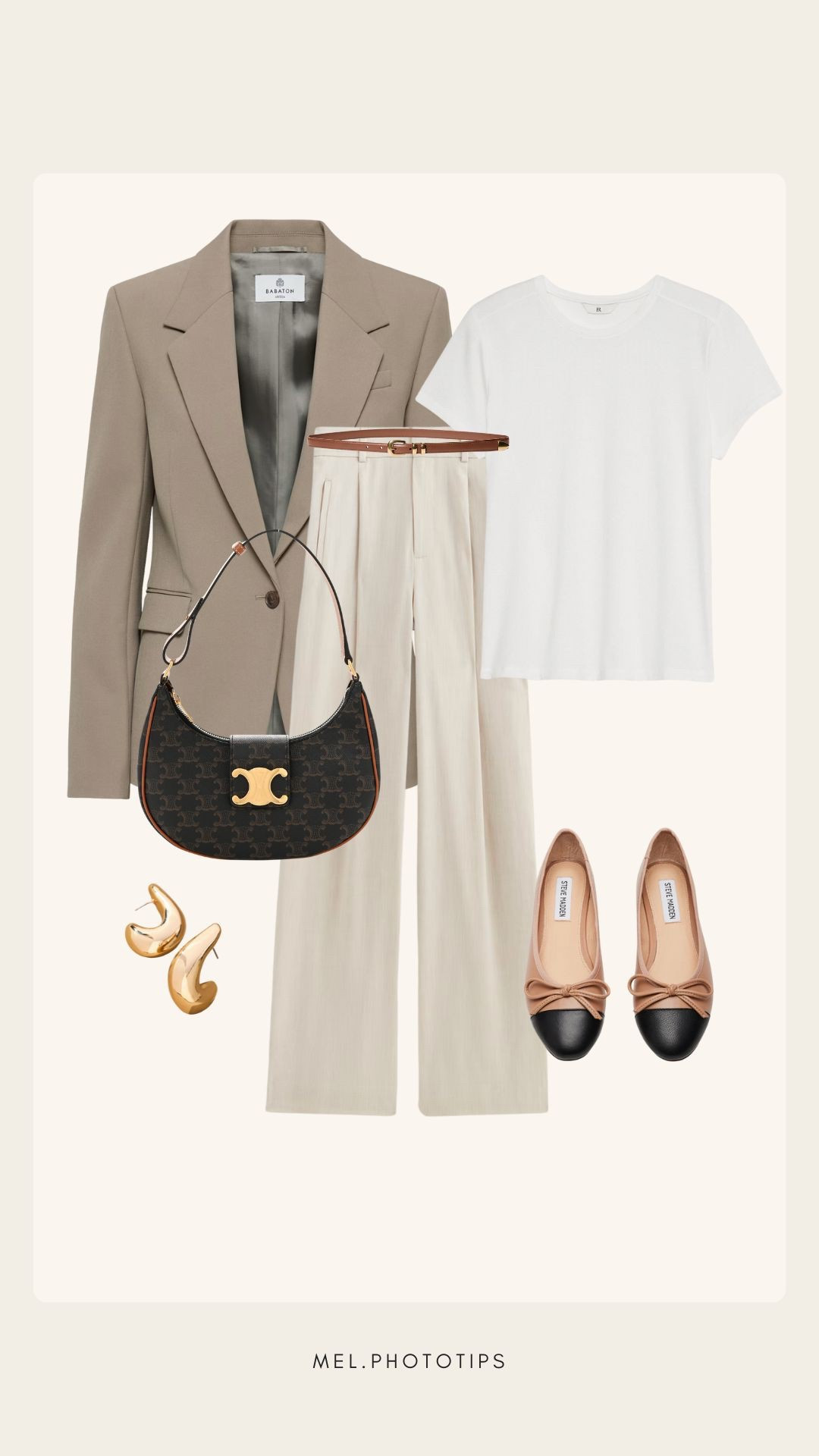 Blazer + trousers combo that always looks polished. Styled with a classic tee, two-tone flats, and gold hoops. Perfect for content days or client meetings.
📎 Shop the full look below – every piece is a timeless staple.
#NeutralStyle #WorkwearChic #LTKstyletip