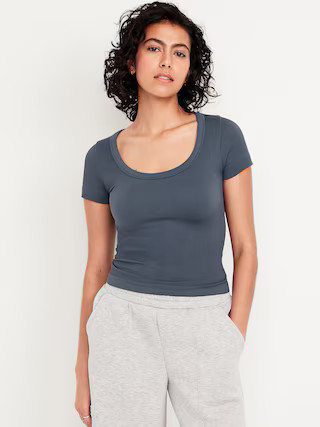 Exhale Seamless Cropped Rib T-Shirt | Old Navy (US)