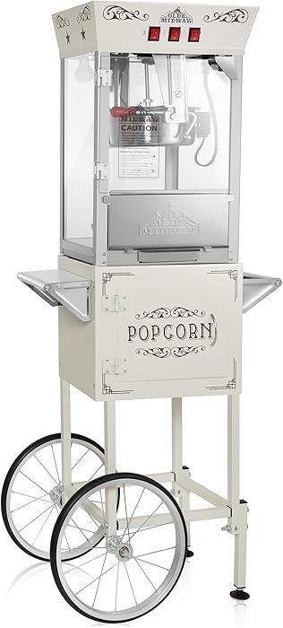Olde Midway Movie Theater-Style Popcorn Machine Maker with Cart and 10-Ounce Kettle - Cream, Vint... | Amazon (US)