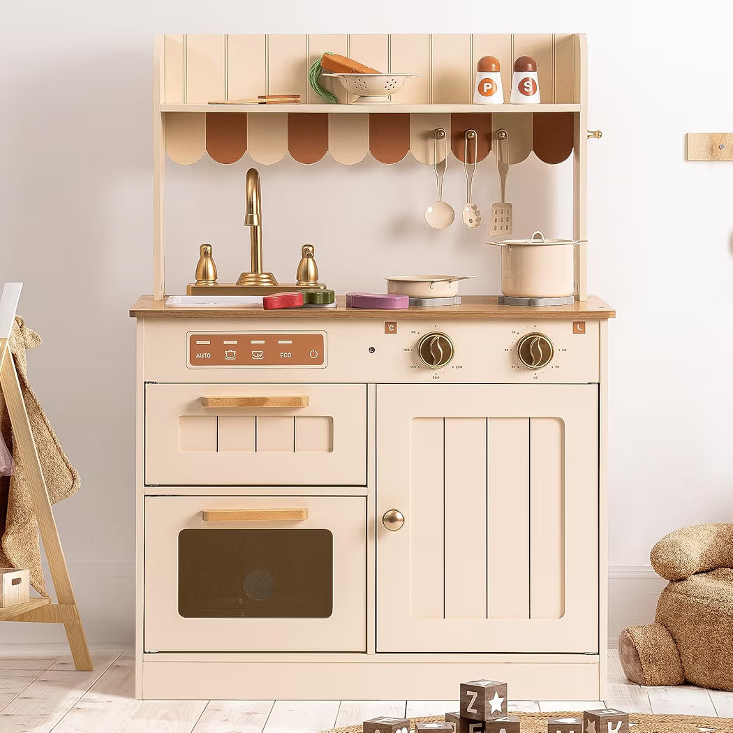 ROBOTIME Play Kitchen for Kids Toddlers, Wooden Pretend Play Kitchen Set Toy for 3+ Year Old Kids | Amazon (US)