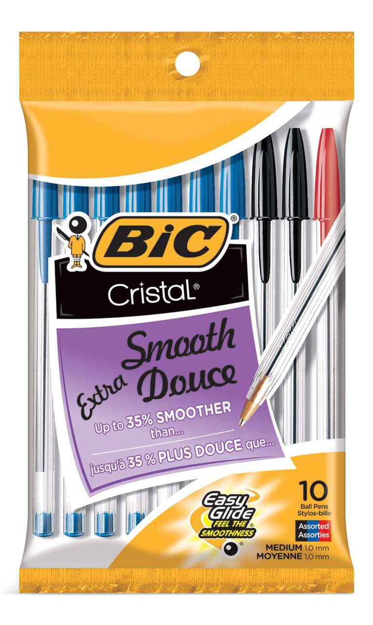 BIC Cristal Medium Point Stick Pens, Assorted, 10-ct | Canadian Tire