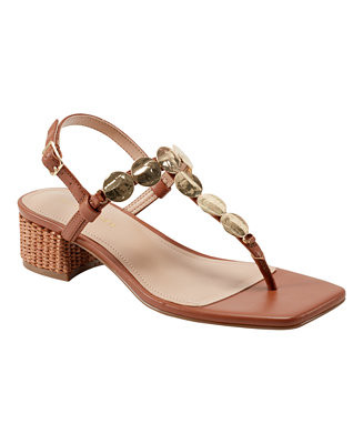 Women's Caylie Embellished T-Strap Block Heel Sandals | Macy's
