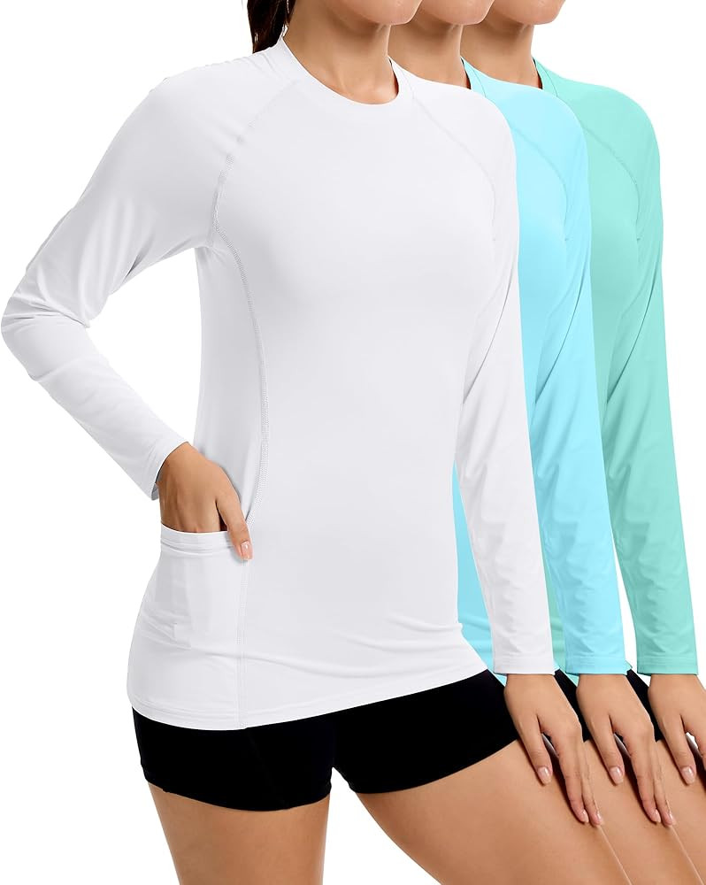 Janmercy 3 Pack Rash Guard for Women UPF 50+ SPF UV Sun Protection Swim Shirts Long Sleeve Workou... | Amazon (US)