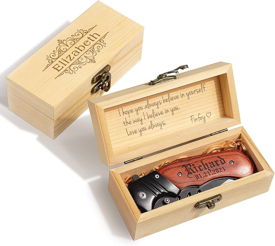 Personalized Engraved Pocket Knife With Gift Box - Custom Knifes For Husband, Boyfriend, Dad, Son... | Amazon (US)