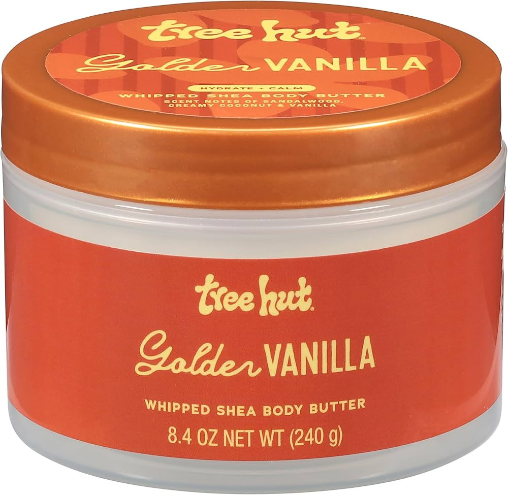 Amazon.com : Tree Hut Golden Vanilla Whipped Shea Body Butter, Hydrating & Nourishing Body Lotion... | Amazon (US)