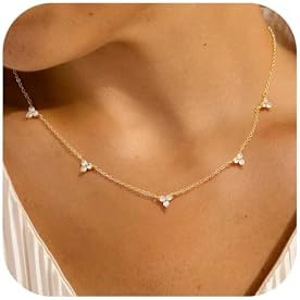 Yoosteel Dainty Gold-plated Clover Pearl Heart Butterfly Star flower Choker Necklace for Women - ... | Amazon (US)