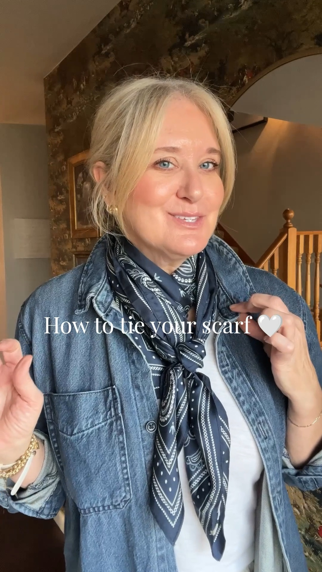 How to tie a larger size scarf!
My scarf was from Loft but is sold out!  The size is 41x41. The scarf listed under “Exact” is almost identical! 

I’ve linked some very similar options!! 

#LTKootd #LTKgrwm #LTKOver40