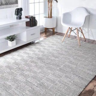 nuLOOM Handmade Concentric Diamond Trellis Wool/Cotton Area Rug - 9' x 12' - Ivory | Bed Bath & Beyond