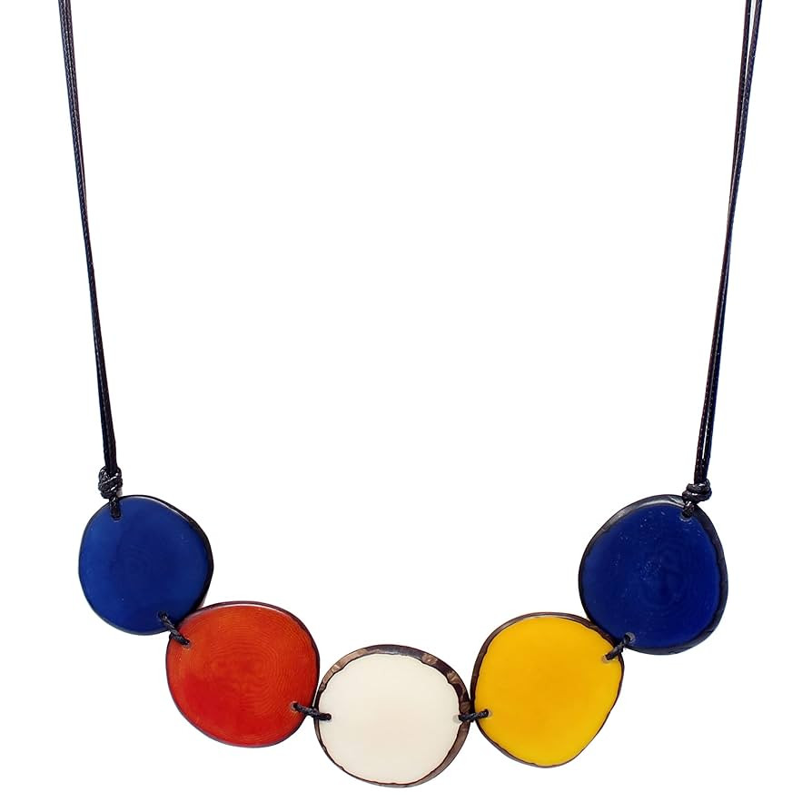 Tagua Nut Necklace Chips in Multicolor Handmade Fair Trade Adjustable, Lightweight by Florama Nat... | Amazon (US)