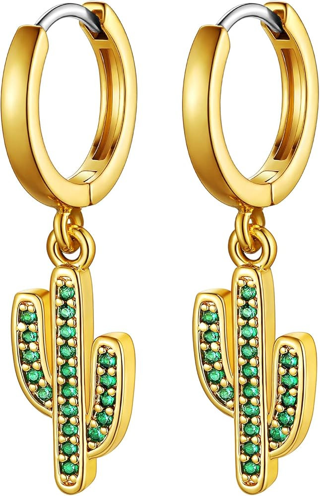 Bestyle Unisex Punk Dangle Hoop Earring, Hypoallergenic Huggie Hoops with Axe/Dagger/Lock/Key/Spi... | Amazon (US)