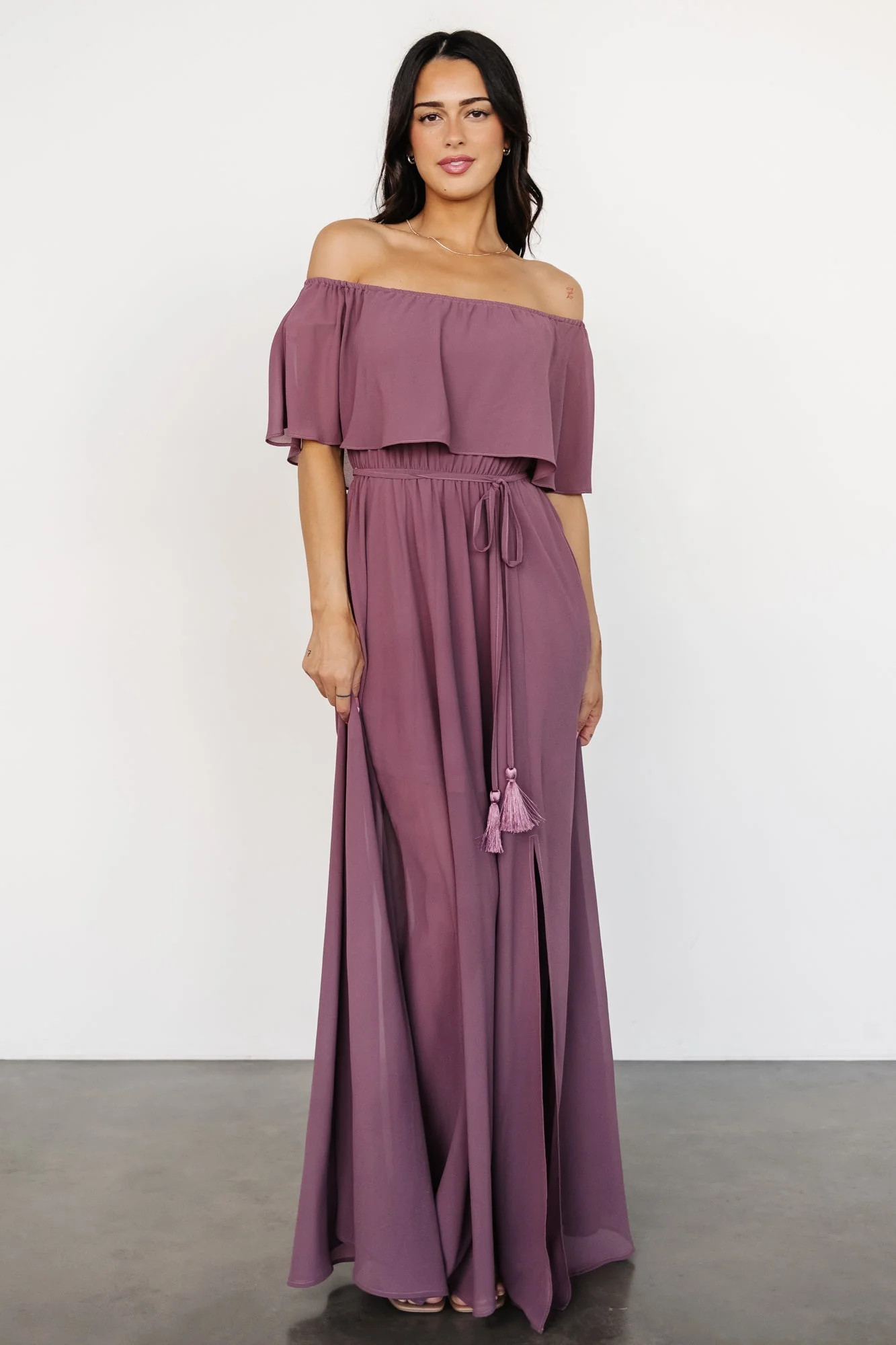 Victoria Off Shoulder Maxi Dress | Vintage Plum | Baltic Born