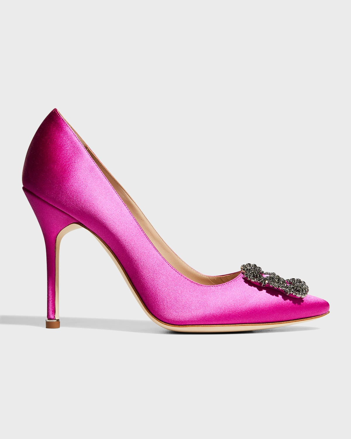 Hangsi Satin Crystal-Buckle Pumps | Neiman Marcus