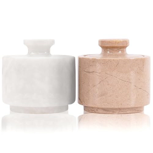 Marble Salt Cellar with Lid 3" Inch White and Verona Salt Holder - Ideal Sugar, Salt and Pepper Bowls For Kitchen Storage | Amazon (US)