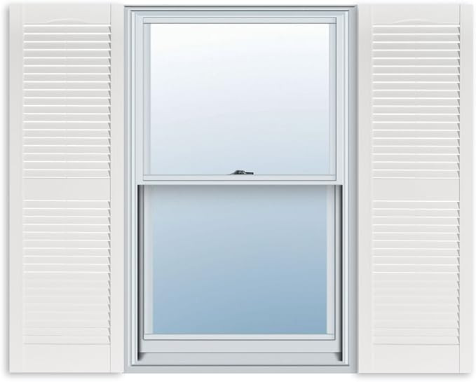 Exterior Solutions Standard Louver Exterior Vinyl Window Shutters, White (Pair), 15 Inch x 35 Inc... | Amazon (US)