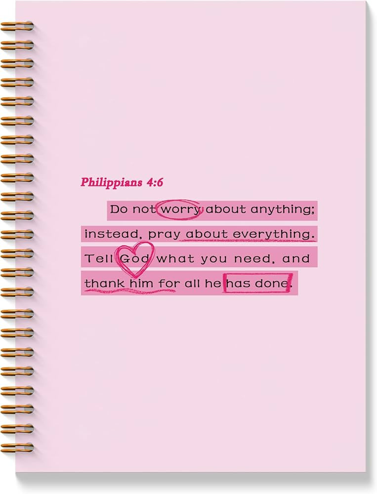 Pink Bible Verse Notebook - Pink Christian Journal, Preppy Christian Spiral Notebooks, Prayer Bib... | Amazon (US)