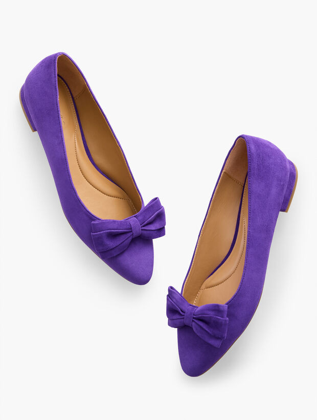 Edison Bow Suede Flats | Talbots