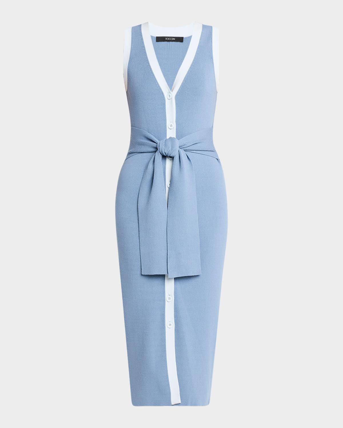 Victoria Sleeveless Button-Front Midi Dress | Neiman Marcus