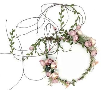 Floral Fall Adjustable Bridal Flower Garland Headband Flower Crown Hair Wreath Halo F-83 | Amazon (US)