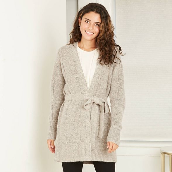 Women's Checkered Belted Open-Front Cardigan - A New Day™ | Target
