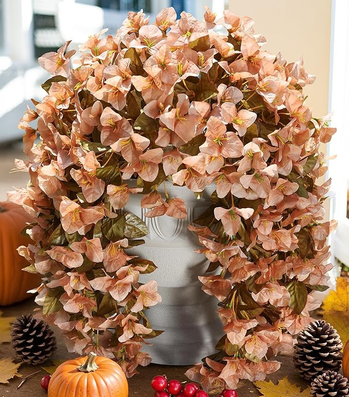 Bougainvillea Artificial Flowers Plants for Outdoors Outside Fall Autumn Decoration, 2 pcs Faux S... | Amazon (US)