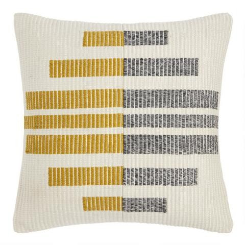 Gray, Yellow And Ivory Geo Indoor Outdoor Throw Pillow | World Market