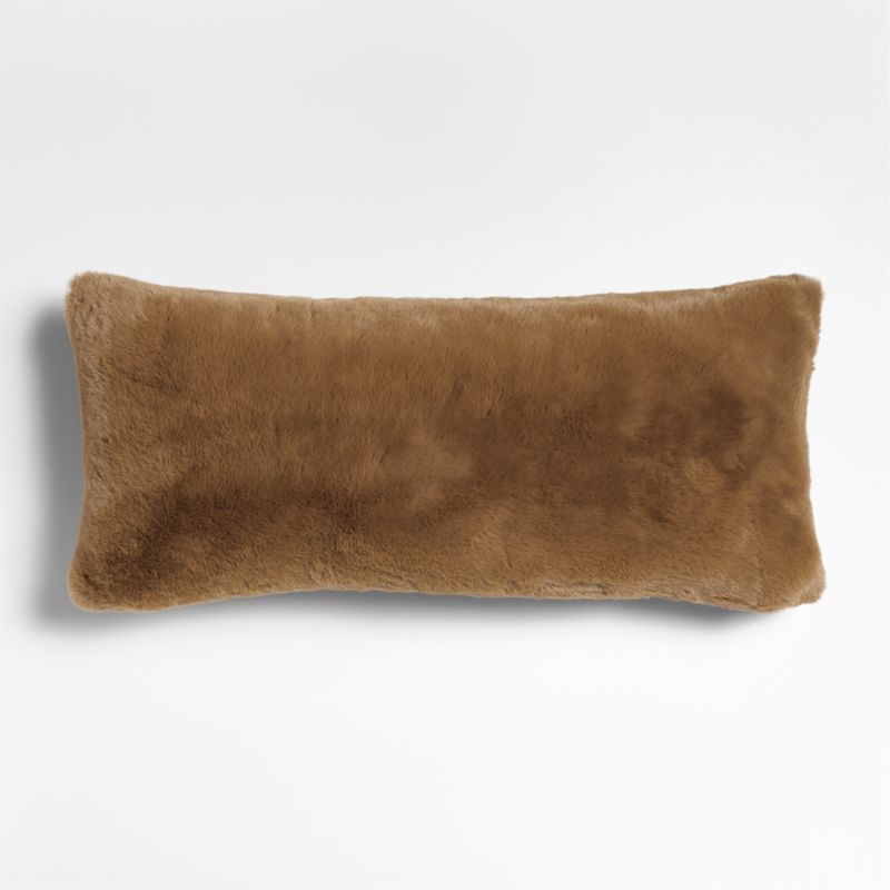 Caramel Brown Faux Fur Holiday Decorative Throw Pillow Cover 36"x16" + Reviews | Crate & Barrel | Crate & Barrel