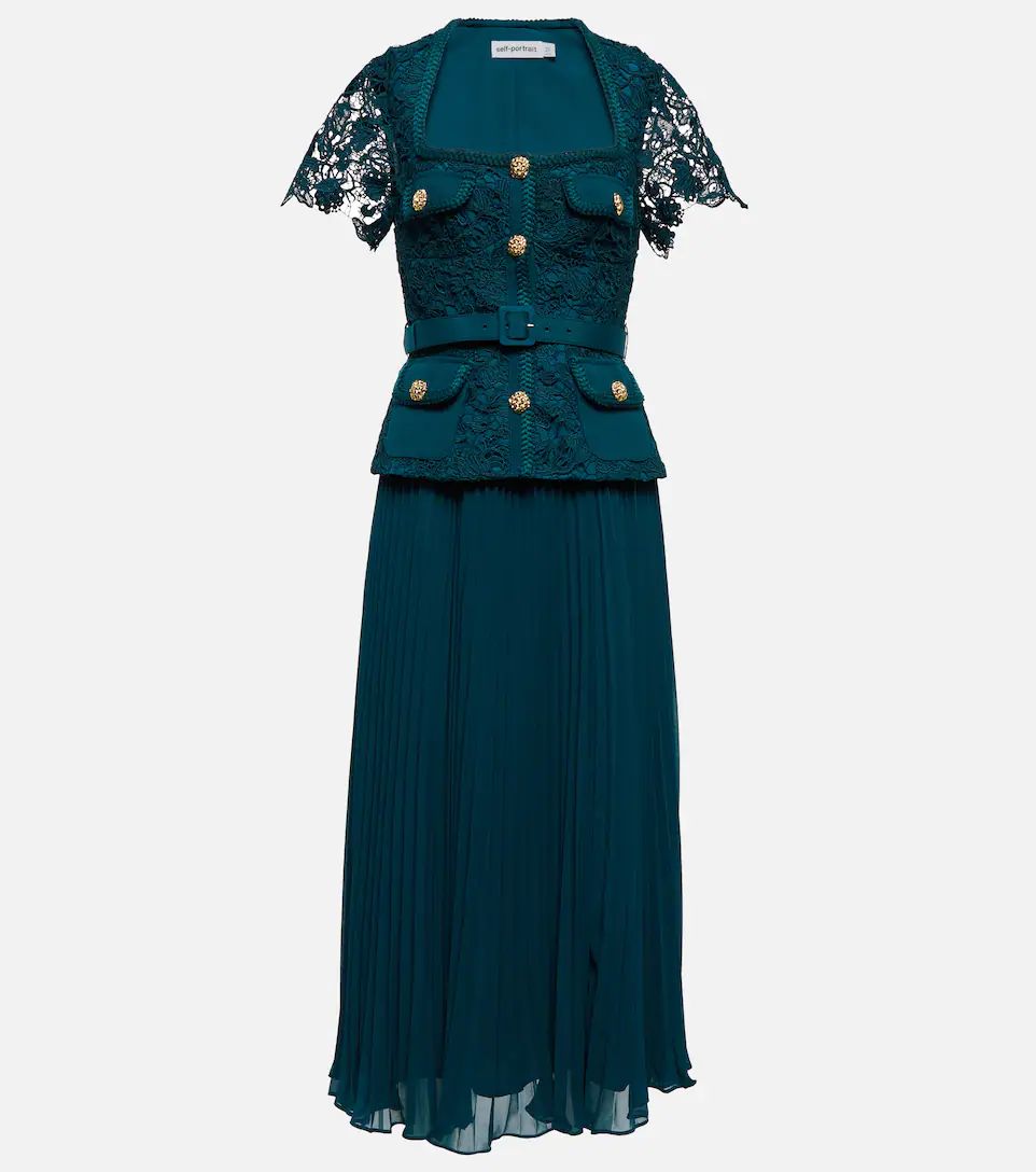 Lace-paneled chiffon midi dress | Mytheresa (US/CA)