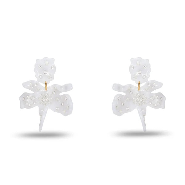 MOTHER OF PEARL SPARKLE SMALL PAPER LILY EARRINGS | LELE SADOUGHI