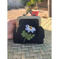 Floral Embroidered Denim Coin Purse, Small Change Pouch With Flower Embroidery, Handmade Vintage Women's Gift For Her | Etsy (US)