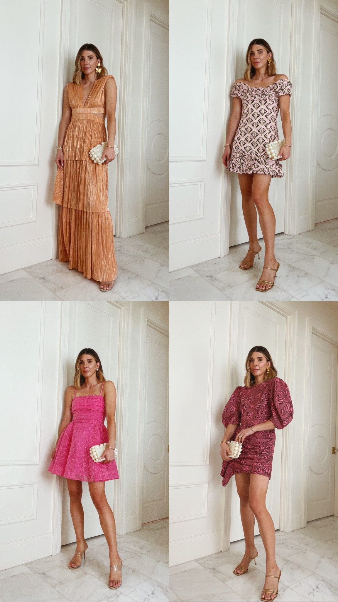 Summer dresses, wedding guest dresses.
Wearing size small and size 4 in all dresses and I'm 5'7 for reference 