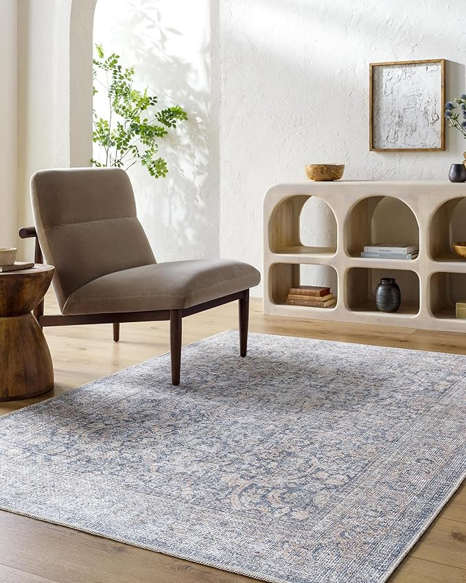 Livabliss x Vivir Lorelai Vintage Washable Area Rug, 2'7" x 7'10", Gray, (3' x 10') | Amazon (US)