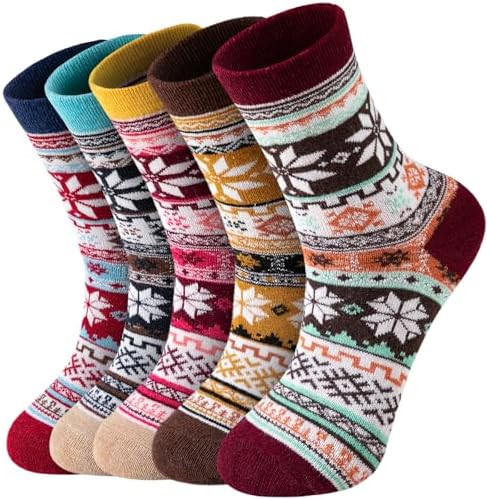 Nimalpal Wool Socks - 5 Pairs of Soft, Cozy, Warm Boot Socks for Women Crew Cozy Winter Sock | Amazon (US)