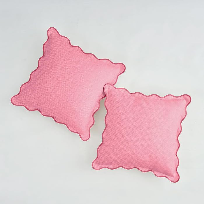 Scalloped Throw Pillow Covers | Decorative Couch Pillows | Boho Sytle for Living Room | for Valen... | Amazon (US)