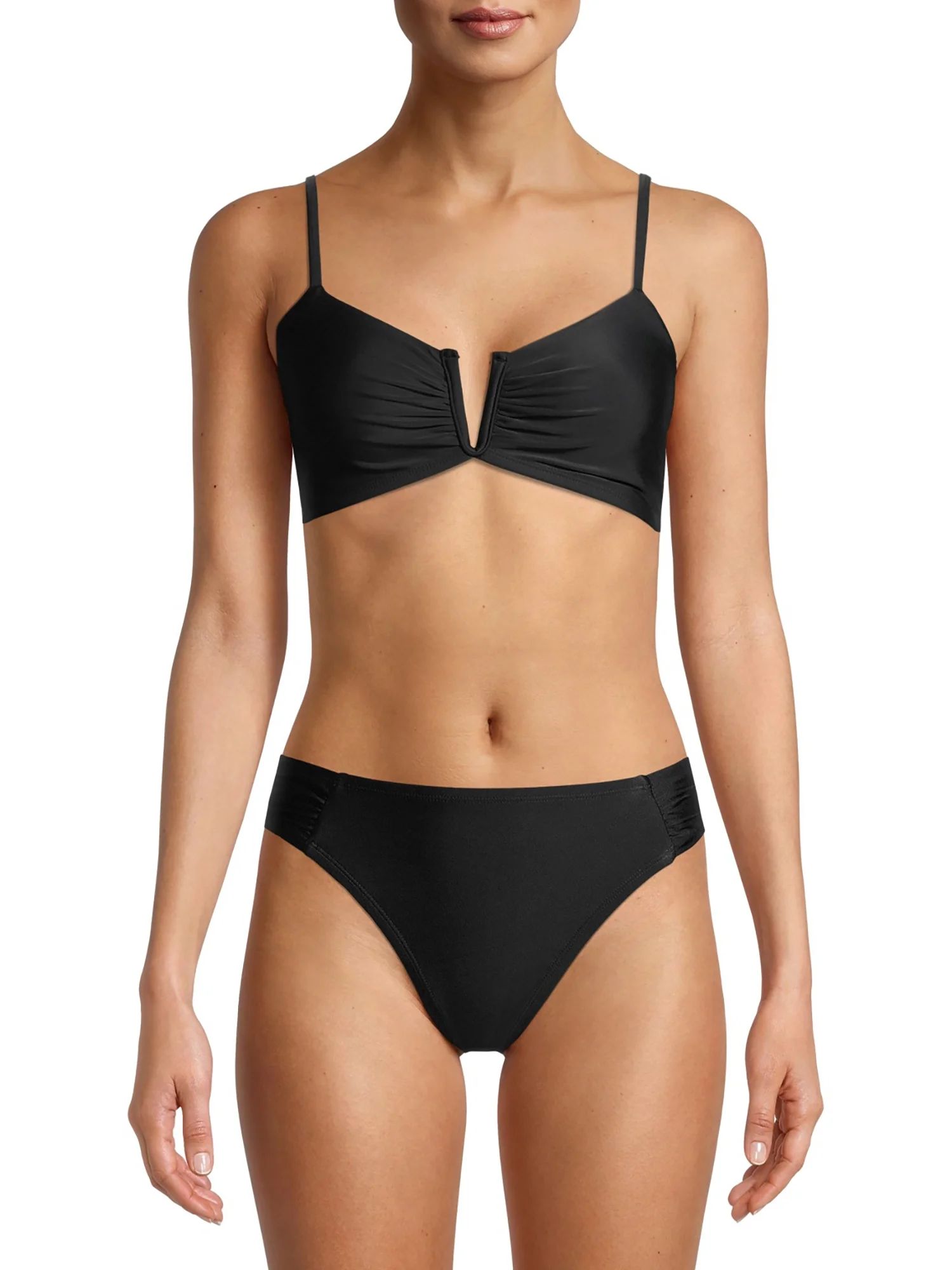 Time and Tru Women's V Wire Bikini Swim Top Lace up Back - Walmart.com | Walmart (US)