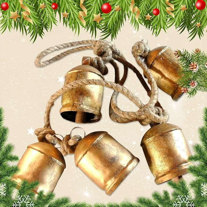 Brass Bells Cow Bells Christmas Decor, Gold Bells Christmas Decoration, Unique Brass Vintage Bell... | Amazon (US)