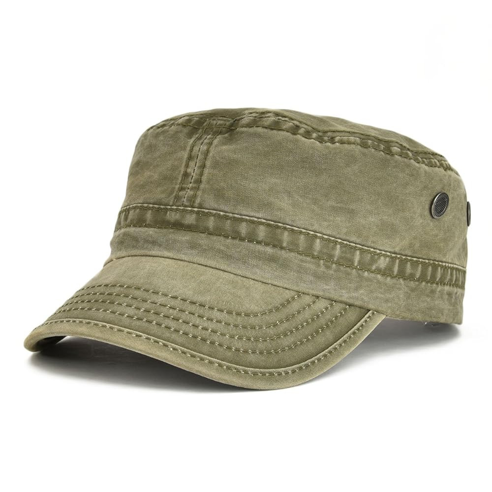 VOBOOM Washed Cotton Military Cadet Army Caps Unique Design Vintage Flat Top Hat | Amazon (US)