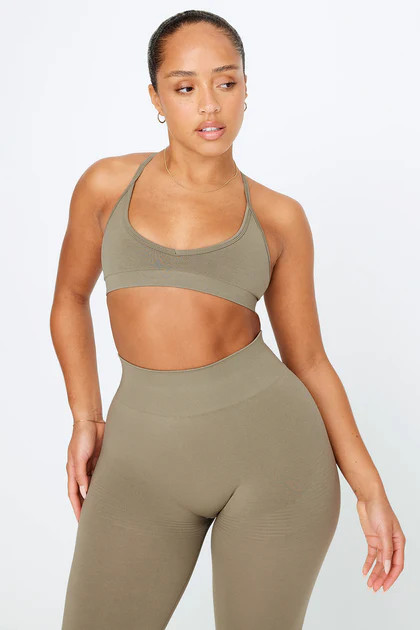 SCULPT SEAMLESS MINI SPORTS BRA - OLIVE MARL | TALA (UK)