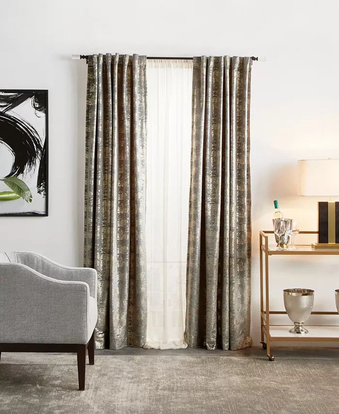 Martha Stewart Collection Monroe Backtab Metallic Velvet Curtain Panel Set, 50 | Macy's