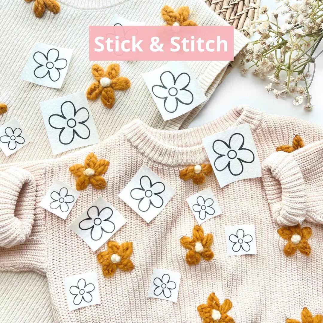 Sweater Stick and Stitch Flowers Embroidery Daisies Stick Stitch Floral Designs HandEmbroidery St... | Etsy (US)