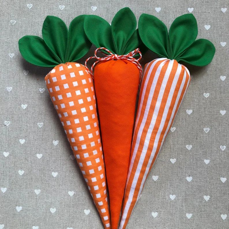 Handmade Fabric Carrots, Stuffed Fabric Easter Carrots, Set of Easter Carrots, Easter Decor | Etsy (US)