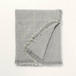 Raised Grid Stripes with Fringe Bed Throw Gray - Hearth &#38; Hand&#8482; with Magnolia | Target