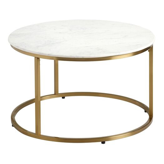Milan Round White Marble and Metal Coffee Table by World Market | World Market
