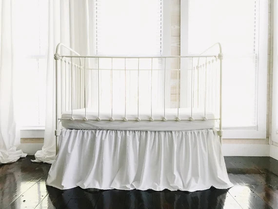 White Farmhouse Crib Skirt for Boy or Girl Nursery Handmade - Etsy | Etsy (US)
